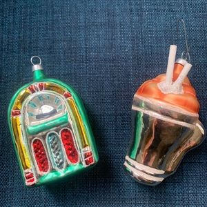 vintage diner  holiday ornaments christmas ice cream juke box